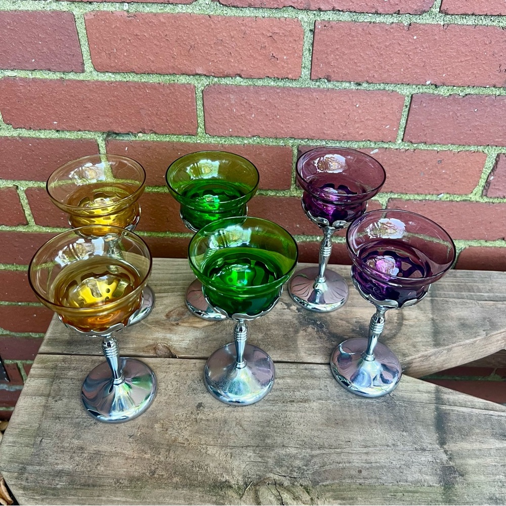 Vintage Farber Bros Krome Kraft Cordial Glasses - Set of 6